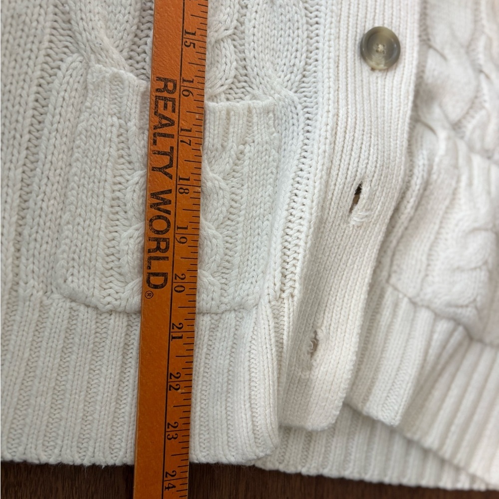 St. John's Bay Cream Cable Knit Button Up Cardigan - Picture 7 of 7